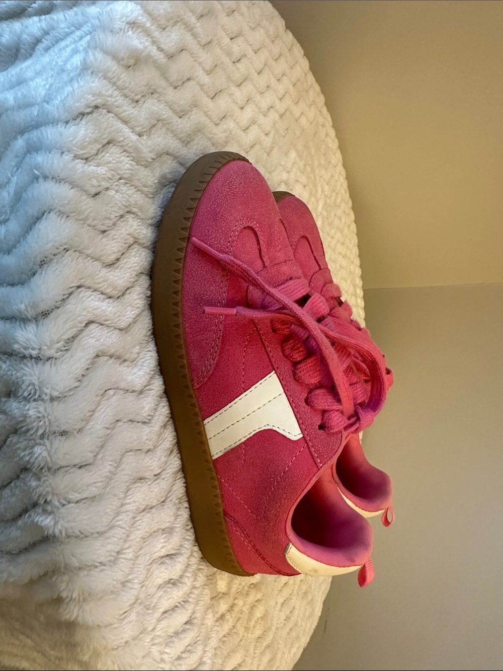 wonder nation Pink Suede Kids Sneakers with White Accent